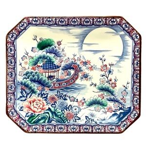 Rare Antique Imari Japan Porcelain Octangonal Platter Plate